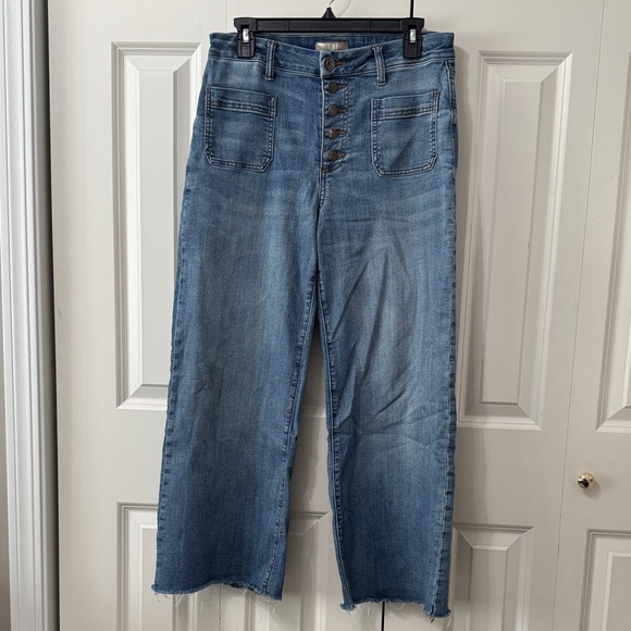 Kut from the Kloth Denim - Kut from the Kloth High Rise Meg Wide Leg m Button-Fly Jeans with Patch Pockets
